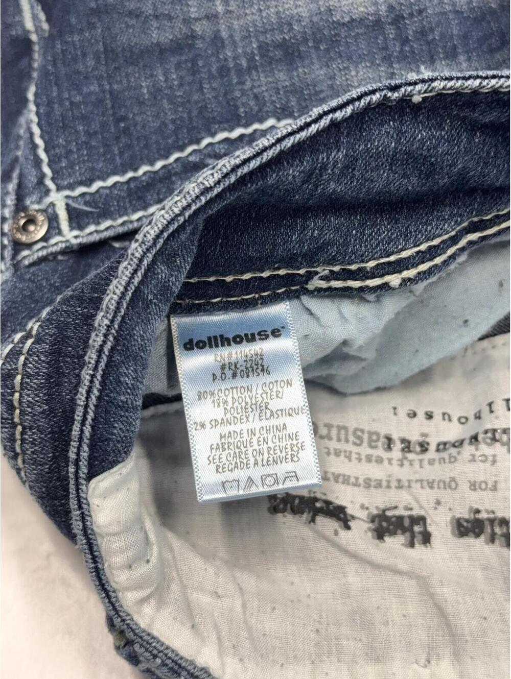 Dollhouse RK-2242 Distressed Bootcut Jeans Juniors Size 9 Stretch Medium Wash - Picture 7 of 12